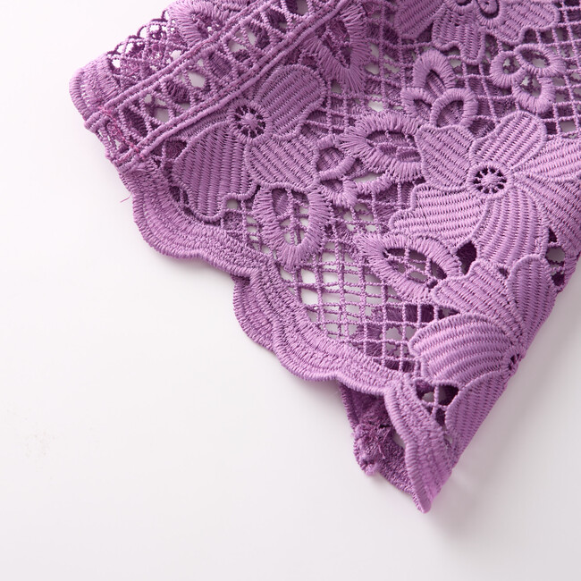 Gianna Embroidery Mini Dress, Grape - Dresses - 5