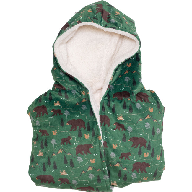 Cozy Switch Robe Reversible Sherpa & Printed Mink Robe with Appliqué, Coconut Camping Trails - Robes - 3