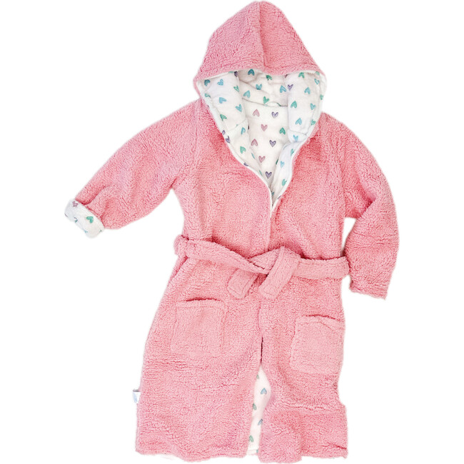 Cozy Switch Robe Reversible Glow in the Dark & Sherpa Robe for Kids,  Cosmos Pink Hearts