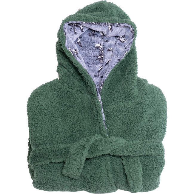 Cozy Switch Robe Reversible Glow in the Dark & Sherpa Robe for Kids, Katydid Skeleton Dino - Robes - 3