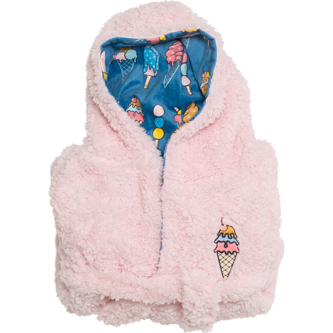 Cozy Switch Robe Reversible Sherpa & Printed Mink Robe with Appliqué, Ballet Slipper Ice Creams - Robes - 4