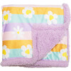Cozy Switch Blanket Reversible Sherpa & Mink Fleece Blanket with Embroidered Appliqué, Orchid Bouquet Happy Daisy Stripes - Blankets - 3