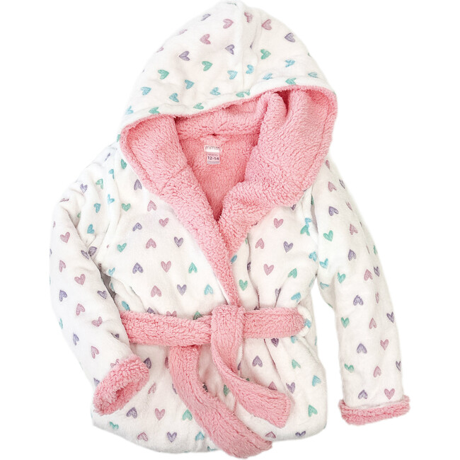 Cozy Switch Robe Reversible Glow in the Dark & Sherpa Robe for Kids, Cosmos Pink Hearts - Robes - 4