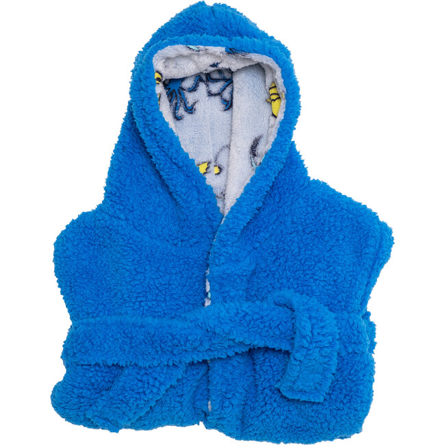 Cozy Switch Robe Reversible Glow in the Dark & Sherpa Robe for Kids, Brilliant Blue Sea Life - Robes - 4