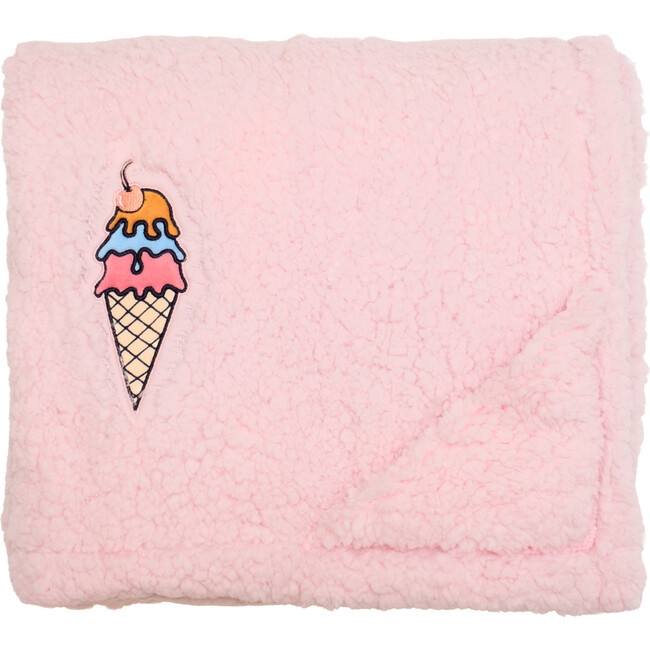 Cozy Switch Blanket Reversible Sherpa & Mink Fleece Blanket with Embroidered Appliqué, Ballet Slipper  Ice Creams