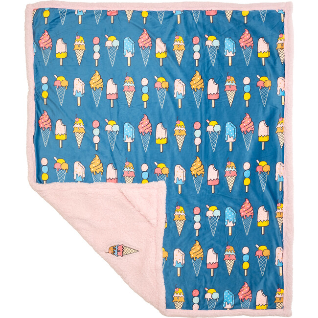 Cozy Switch Blanket Reversible Sherpa & Mink Fleece Blanket with Embroidered Appliqué, Ballet Slipper  Ice Creams - Blankets - 3