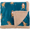 Cozy Switch Blanket Reversible Sherpa & Mink Fleece Blanket with Embroidered Appliqué, Curry Skating Sloth - Blankets - 4