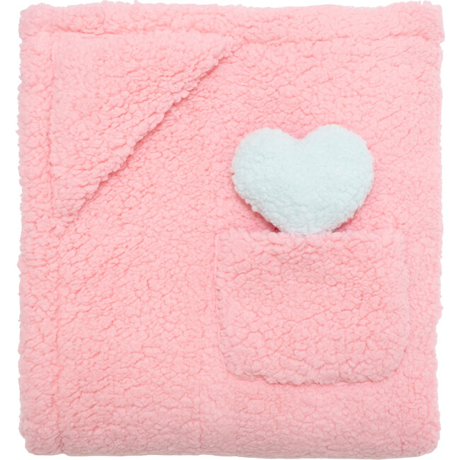 Cozy Switch Blanket Reversible Sherpa & Glow in the Dark Blanket with Plush Toy Pocket, Cosmos Pink Hearts - Blankets - 3
