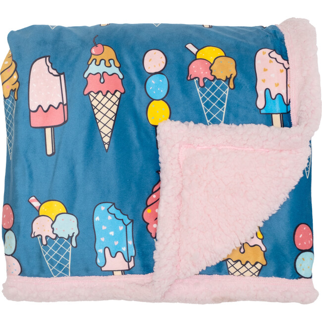 Cozy Switch Blanket Reversible Sherpa & Mink Fleece Blanket with Embroidered Appliqué, Ballet Slipper  Ice Creams - Blankets - 4