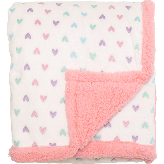 Cozy Switch Blanket Reversible Sherpa & Glow in the Dark Blanket with Plush Toy Pocket, Cosmos Pink Hearts - Blankets - 4