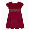 Velvet Party Dress, Red Velvet/Red Tartan - Dresses - 1 - thumbnail