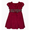 Velvet Party Dress, Red Velvet/Red Tartan - Dresses - 2 - thumbnail