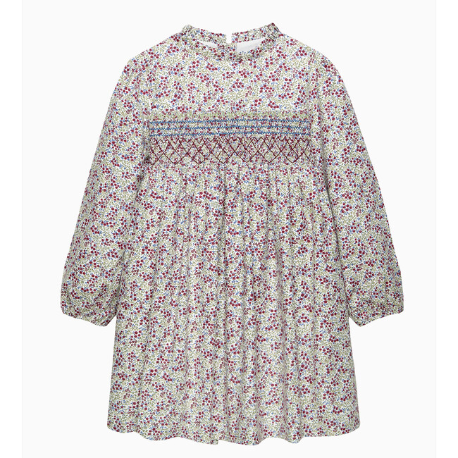 Kids Edie Berry Smocked Dress, Berry Floral