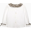 Mitsi Willow Jersey Top, White/Mocha Mitsi - Blouses - 2 - thumbnail
