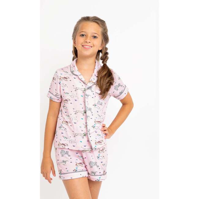 Puppies Short Sleeve Pajama Set, Pink