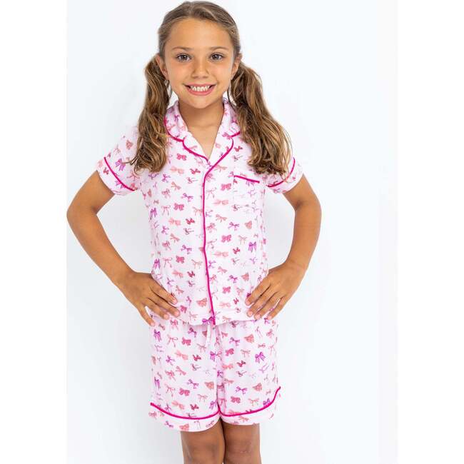 Bows Short Sleeve Pajama Set, Pink