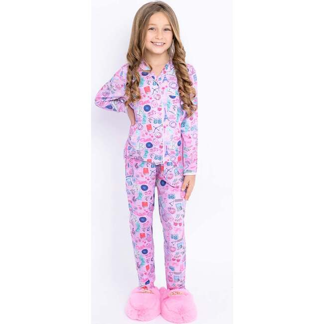 Girls Abroad Long Sleeve Jersey Pajama Pant Set, Multi