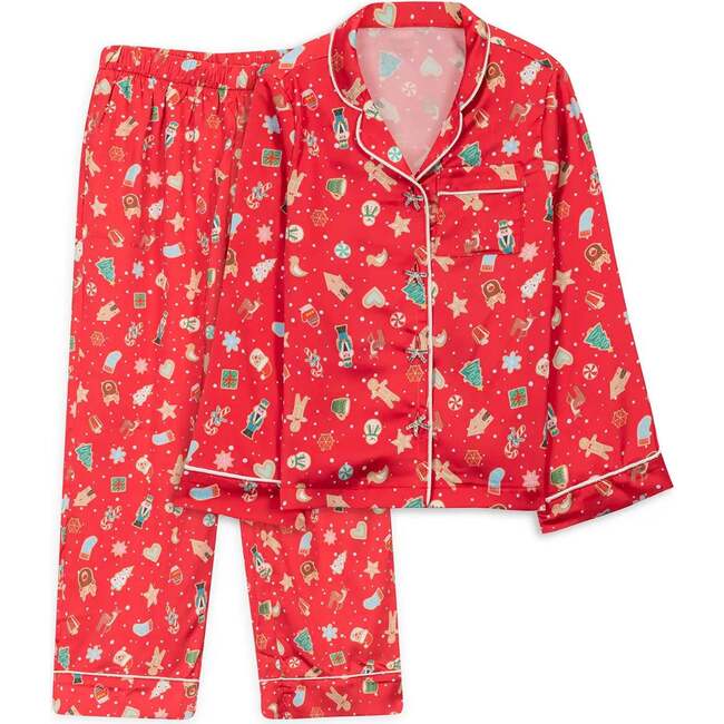 Christmas Cookies Long Sleeve Pajama Pant Set, Red
