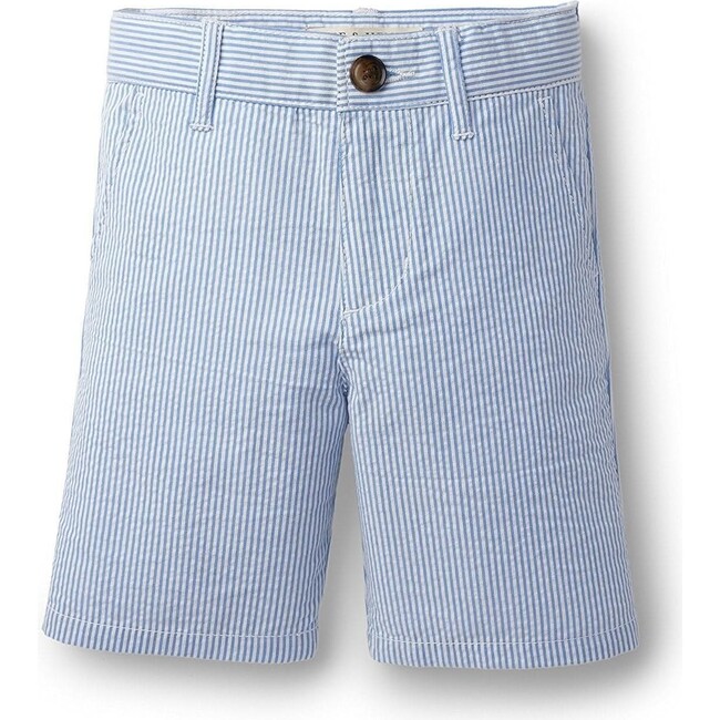 Organic Seersucker Short, Blue Seersucker - Shorts - 1