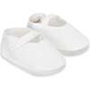 Linen Button Strap Soft Shoe, Soft White Linen Strap - Booties - 1 - thumbnail