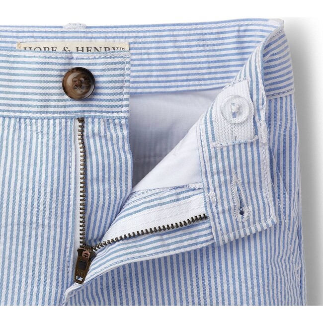 Organic Seersucker Short, Blue Seersucker - Shorts - 2