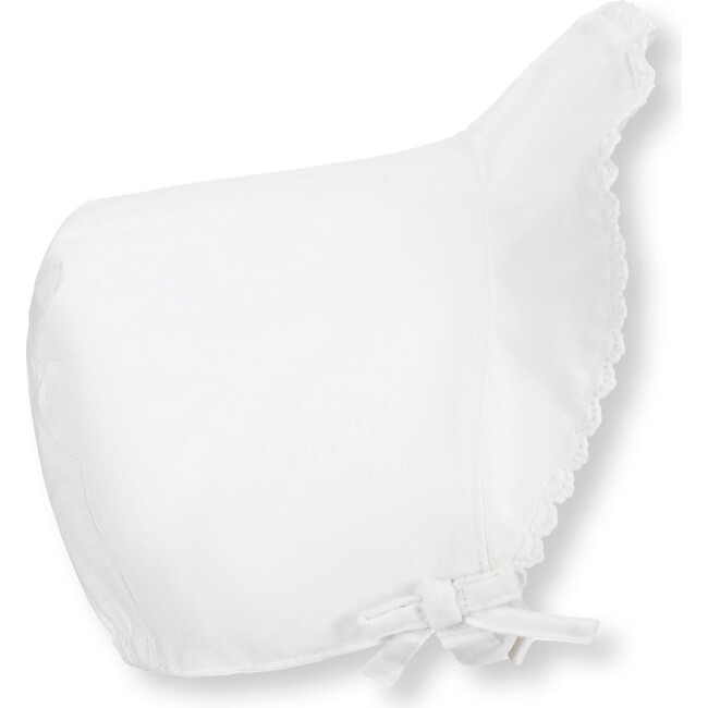 Brimmed Linen Baby Bonnet, Soft White Linen - Hats - 1