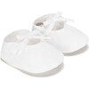 Linen Bow Front Soft Shoe, Soft White Linen Bow - Booties - 1 - thumbnail