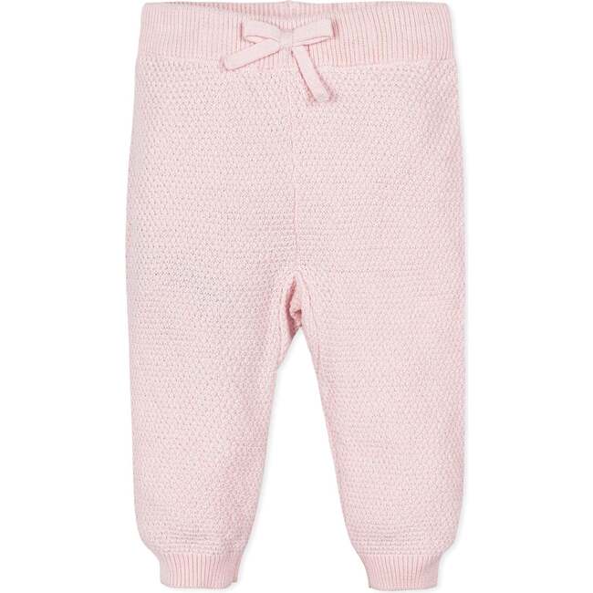 Organic Long Sleeve Scallop Edge Cardigan & Legging Sweater Set, Pale Pink Seed Stitch - Mixed Apparel Set - 2