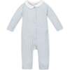 Organic Peter Pan Collar Button Front Sweater Romper, Airy Blue Cable - Rompers - 1 - thumbnail