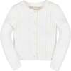 Organic Long Sleeve Cable Knit Cardigan Sweater, Soft White Cable - Sweaters - 1 - thumbnail