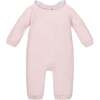 Organic Ruffle Collar Button Front Sweater Romper, Pale Pink Seed Stitch - Rompers - 2