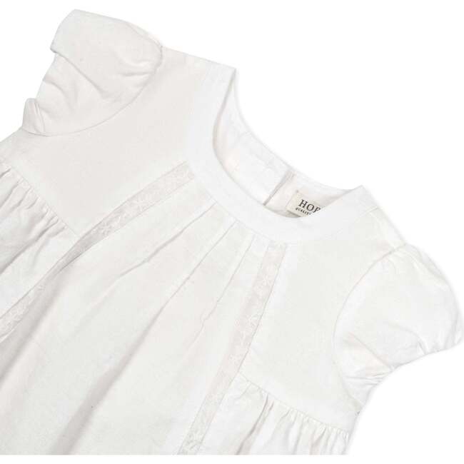 Short Sleeve Special Occasion Linen Pintuck Dress, Soft White Pintuck - Dresses - 2