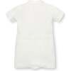 Organic Short Sleeve Cable Knit Sweater Romper, Soft White Cable - Rompers - 2 - thumbnail
