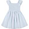 Organic Sateen Cap Sleeve Special Occasion Smocked Flower Girl Dress, Airy Blue - Dresses - 1 - thumbnail