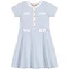 Organic Short Sleeve French Terry Contrast Trim Dress, Light Blue Heather - Dresses - 1 - thumbnail
