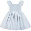Organic Sateen Cap Sleeve Special Occasion Smocked Flower Girl Dress, Airy Blue - Dresses - 2 - thumbnail