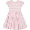 Organic Puff Sleeve Smocked Party Dress with Ruffle Collar, Pale Pink - Dresses - 1 - thumbnail