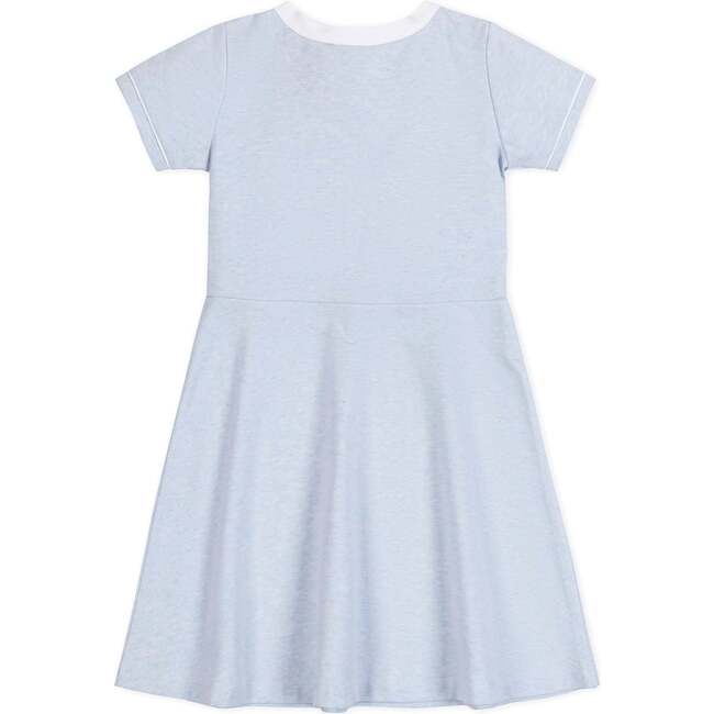 Organic Short Sleeve French Terry Contrast Trim Dress, Light Blue Heather - Dresses - 2