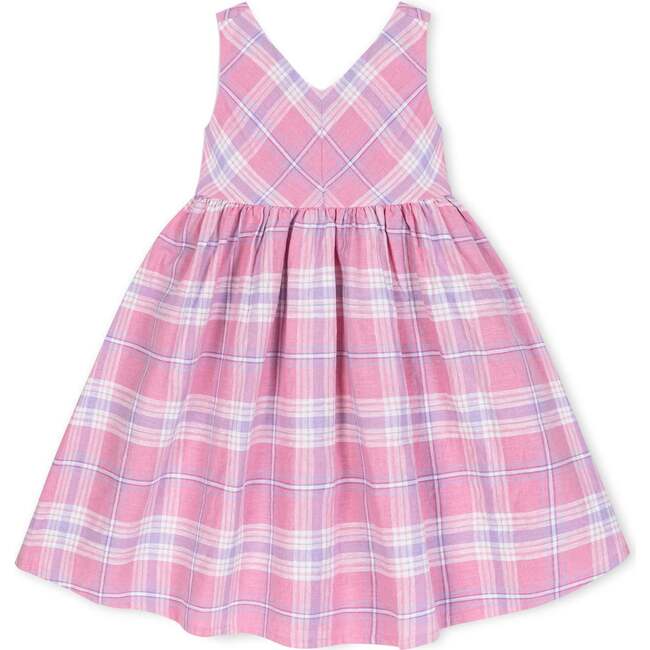 Sleeveless Linen Swing Dress, Tea Room Pink Plaid - Dresses - 1