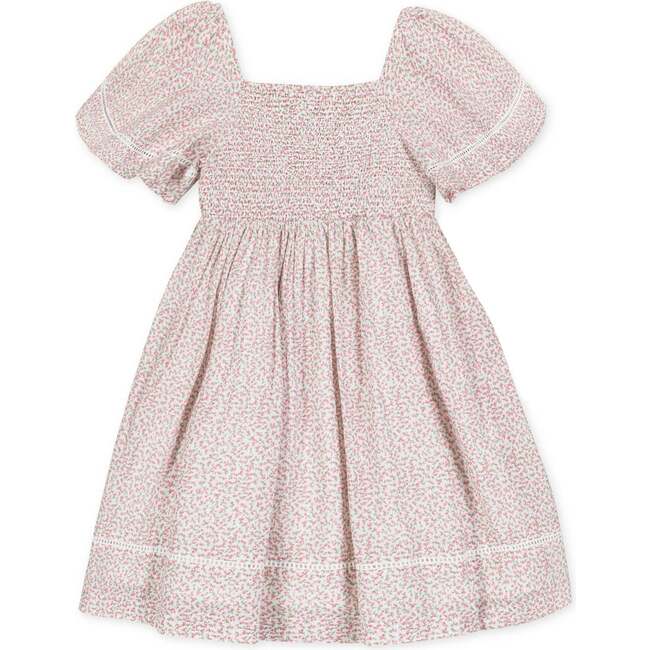 Organic Smocked Bell Sleeve Dress, Vintage Petal Ditsy - Dresses - 2