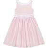 Organic Round Collar Sateen Party Dress with Embroidered Sash, Pale Pink - Dresses - 1 - thumbnail
