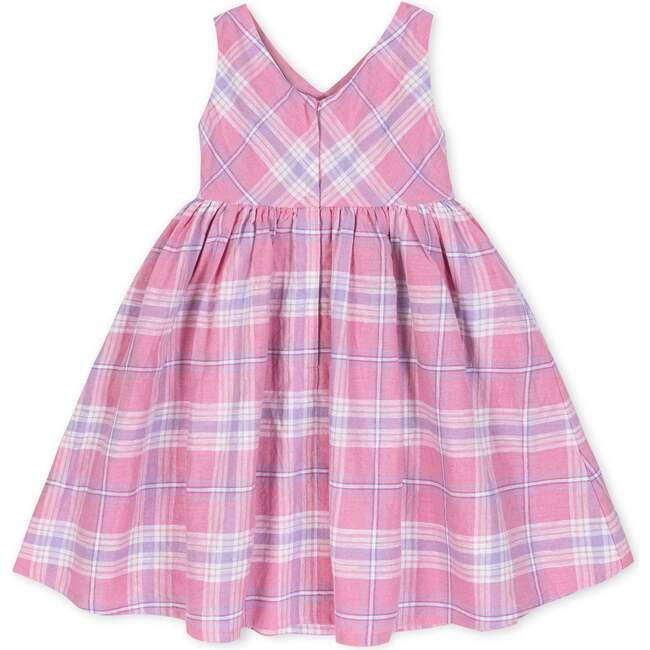 Sleeveless Linen Swing Dress, Tea Room Pink Plaid - Dresses - 2