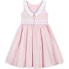 Organic Round Collar Sateen Party Dress with Embroidered Sash, Pale Pink - Dresses - 2 - thumbnail