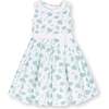 Linen Sleeveless Peter Pan Collar Tea Dress with Waist Sash, Coastal Cottage Floral - Dresses - 1 - thumbnail