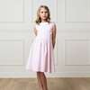 Organic Round Collar Sateen Party Dress with Embroidered Sash, Pale Pink - Dresses - 3 - thumbnail