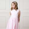 Organic Round Collar Sateen Party Dress with Embroidered Sash, Pale Pink - Dresses - 4 - thumbnail