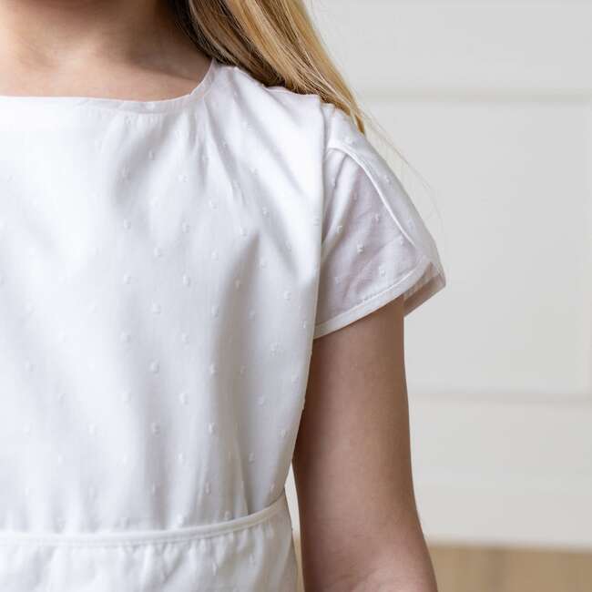 Organic Tulip Sleeve Swiss Dot Party Dress, White Swiss Dot - Dresses - 4