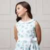 Linen Sleeveless Peter Pan Collar Tea Dress with Waist Sash, Coastal Cottage Floral - Dresses - 4 - thumbnail