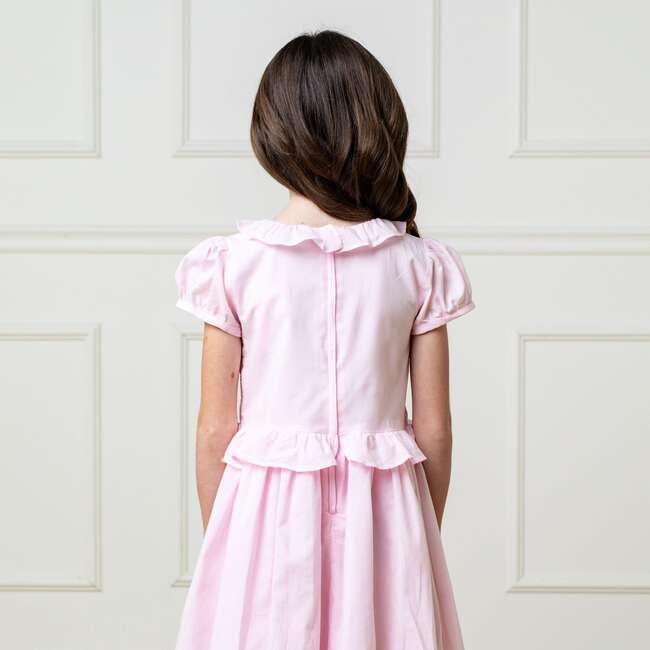 Organic Puff Sleeve Smocked Party Dress with Ruffle Collar, Pale Pink - Dresses - 5