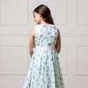 Linen Sleeveless Peter Pan Collar Tea Dress with Waist Sash, Coastal Cottage Floral - Dresses - 5 - thumbnail